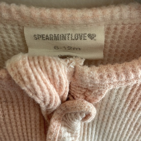 Spearmint Love Organic Waffle Ruffle Zip Romper, Pink Lemonade Tie Dye - Picture 4 of 4